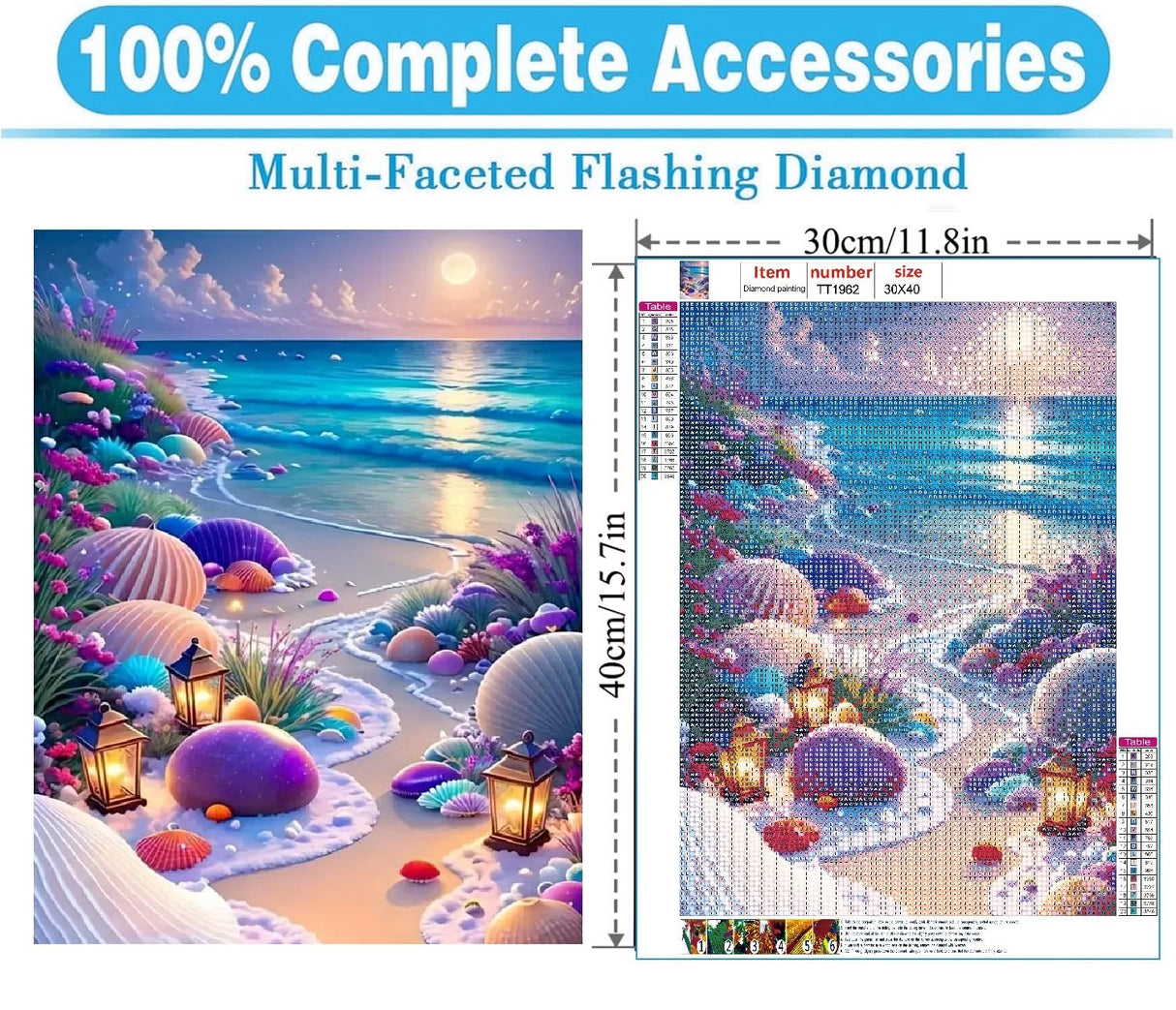 MOMDEDP Beach Diamond Painting Kits for Adults, 5D Seashell Diamond Art Kits for Beginners, DIY Full Round Drill Seashell Paint by Diamonds, DIY 5D Gem Art Sun Perfect for Relax 12 x 16 Inch Sunshine MOMDEDP