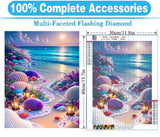 MOMDEDP Beach Diamond Painting Kits for Adults, 5D Seashell Diamond Art Kits for Beginners, DIY Full Round Drill Seashell Paint by Diamonds, DIY 5D Gem Art Sun Perfect for Relax 12 x 16 Inch Sunshine MOMDEDP
