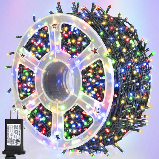 weillsnow 500 LED Multicolor Outdoor Christmas Lights, 164Ft Plug in Waterproof String Lights, 8 Modes with Memory for Outdoor Indoor Garden Halloween Christmas Decorations (Multicolor)