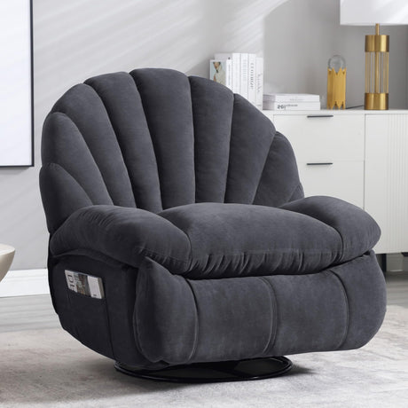 HOMYEDAMIC Recliner Chair Rocker Swivel, Comfortable Soft Fabric Shell Shape with Storage 360 Swivel Manual Big Tall Single Reclining Sofa for Adults Living Room Bedroom (NMH-Grey) HOMYEDAMIC
