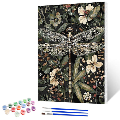 NAIMOER Dragonfly Paint by Numbers Kits for Adults Beginner with Wooden Framed, Color by Numbers on Canvas Painting Kits for Adults, Easy Paint DIY Acrylic for Home Wall Decor 12X16 Inch NAIMOER