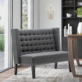 46" Small Modern Loveseat Settee Sofa 2-Seat Sofa Couch Tufted Love Seat Dining Bench with Nail Head Trim Back Banquette Sofas for Living Room Small Space Entryway Hallway Slate Tongli