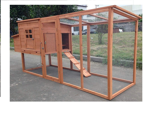 ChickenCoopOutlet Large 95" Deluxe Solid Wood Hen Chicken Cage House Coop Huge with Run Nesting Box