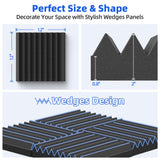 12 Pack Sound Proof Foam Panels for Wall with Self Adhesive, 2" X 12" X 12" High Density Acoustic Panels Sound Absorbing Quick-Recovery, Wedges Soundproof Wall Panels for Gaming & Studio Decor - Black NEPIS