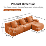 Aoiy & Wifon 115.3" Modular Sectional Sofa, 3-Seater Teddy Deep Seat Cloud Couch with 1 Movable Ottoman, Oversized Boneless Sectional Couch for Living Room, No Assembly Required, Orange Aoiy & Wifon