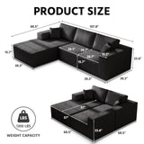 108" Cloud Modular Sectional Couch with L-Shape Chaise, Modern Sectional Sofa with Deep Seat Couch, Ultra Soft Knit Fabric Couches for Living Room, No Assembly Required, Left Facing Chaise (Black) YVDNHP