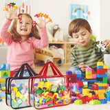 9 Packs Toy Storage Bags with Labels, Large PVC Reusable Board Game Storage Containers Clear Zipper Pouches Waterproof Travel Organizer Bags for Building Blocks, Puzzle, Kids Books, Stationery, Makeup YELIENM