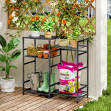 ThreeHio Potting Bench Table, Outdoor Plant Stand Table with Storage, Garden Tools Organizer Shelf Work Bench Station for Backyard, Patio, Balcony, Greenhouse ThreeHio