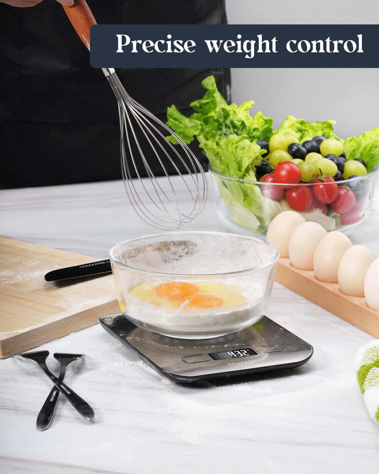 Tcsxady Food Scale, 11lb Digital Kitchen Scale with 6 Units LCD Display and Tare Function,Compact Design for Baking,Healthy Cooking,Meal Prep, 304 Stainless Steel Tcsxady