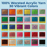 CRAFTWIZ 100% Acrylic Yarn for Crocheting and Knitting - 30x20g Skeins of #4 Worsted Weight, 1200 Yards of Soft Yarn, Perfect for Amigurumi and Other Small Crafts Projects Craftwiz