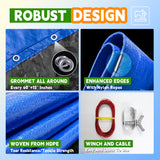 20Ft Pool Cover for(16Ft) Above Ground Pool, Heavy Duty Above Ground Pool Cover Includes Winch and Cable,Winter Pool Cover Strength&Durability,UV Protection, Blue/Black(Cover Only) RAINDEWAY