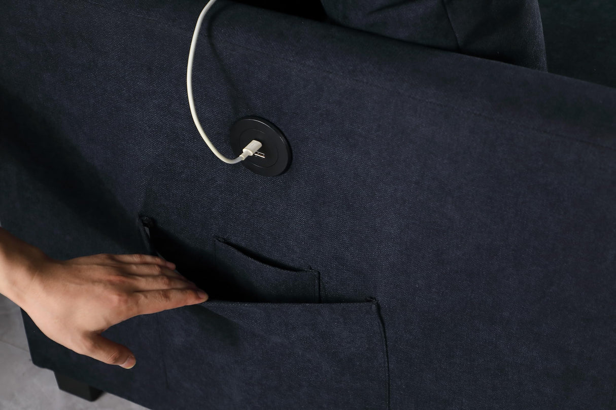 Eafurn L-Shape Reversible Sectional Sofa Bed Convertible Sleeper Corner Couch w/USB Ports and Storage Chaise, 4 in 1 Pull-Out Sofabed for Living Room, Apartment, Office Eafurn