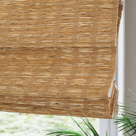 Yin Yang Cordless Blackout Bamboo Roman Shades, Light Filtering Natural Woven Wood Window Shades, Custom Indoor Room Dakening Window Blinds, Sun Shades Linen Blinds for Home, Windows, Doors, Color 5 Yin Yang