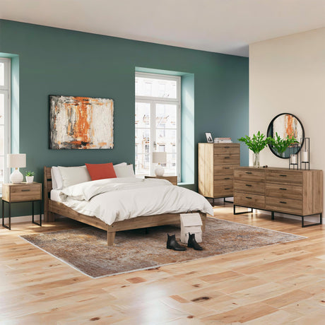 Signature Design by Ashley Deanlow Mid-Century Modern 6 Drawer Dresser with Safety Stop for Bedroom, Light Brown & Black Signature Design by Ashley