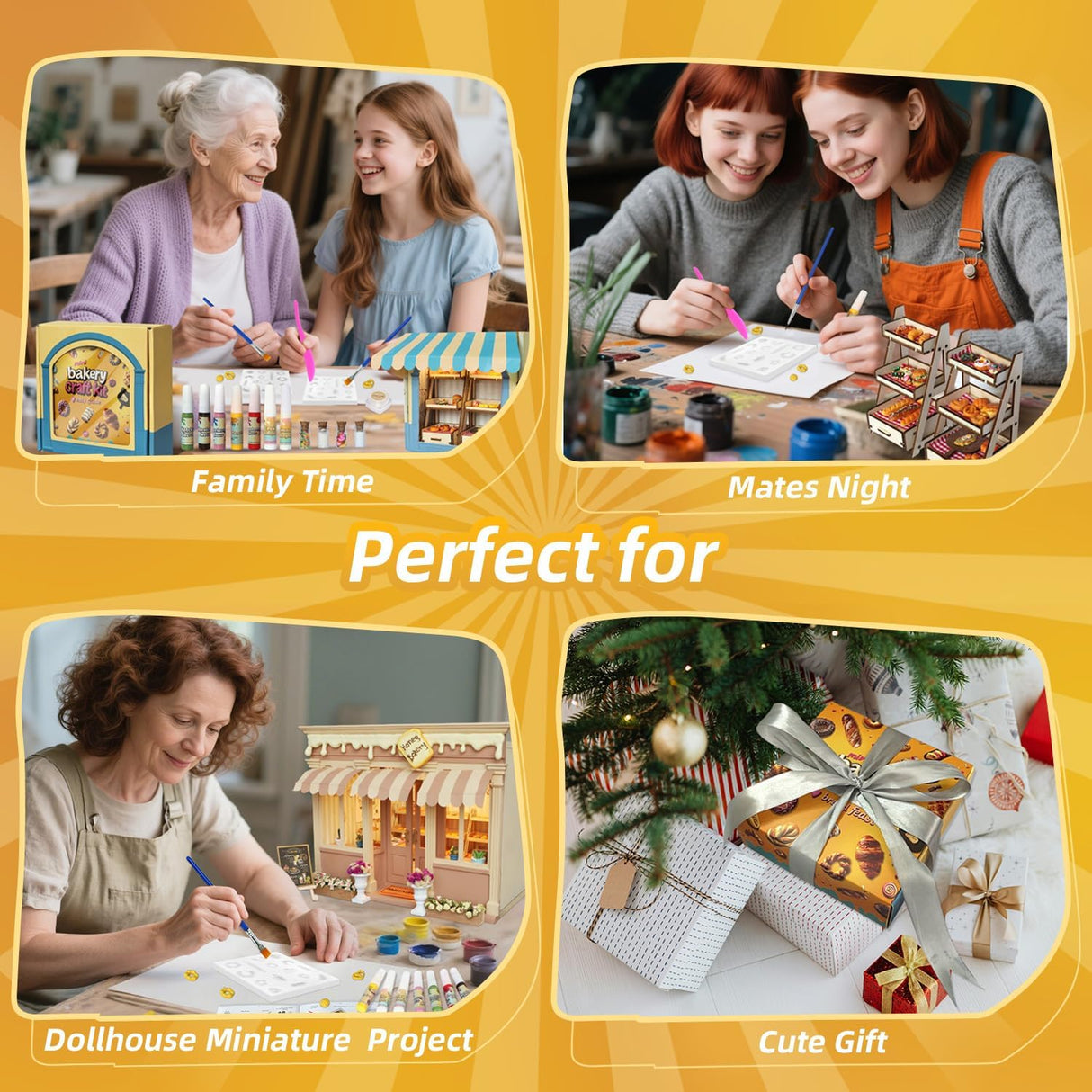 iLAND Cute Crafts for Teens Women Adults of DIY Air Dry Clay Art Mini Food, Modeling Clay Kit for Fun Date Night Craft Set Realistic 1/12 Scale Accessories for Dollhouse Kitchen Creative Crafting Gift iland