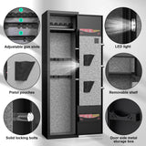 Omethey 3-5 Gun Safe for Rifles and Pistols, Quick Access Rifle Gun Safe with Silent Mode and Alarm System, Gun Cabinet with Removable Shelf and 2 Adjustable Gun Slots Omethey