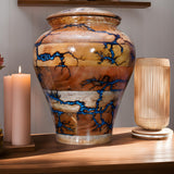 Generic Best Urn for Human Ashes Large Wooden urn for Cremation Adult urn Box for Ashes Personalized Wooden urn Burial urn for Funeral Wood Box (Large 200 lbs), Blue Resin, blueresin-01 Generic