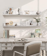 Gronda Kitchen Floating Shelves for Wall, Shabby Chic Wood Farmhouse Wall Mounted Shelf 2-Pack 24 Inches Whitewashed Shelves Hanging for Wall Gronda