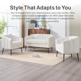 Aortzio 50.2'' Loveseat Sofa, Modern Sherpa Boucle 2-Seater Sofa with Metal Legs, Comfy Upholstered Small Accent Couch for Living Room Bedroom Office (White). Aortzio