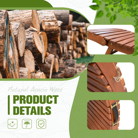 Devoko Patio Chaise Pool Lounge Outdoor Folding Wooden Lounge Chair for Outside Waterproof Lounge Chair (2 Piece) Devoko