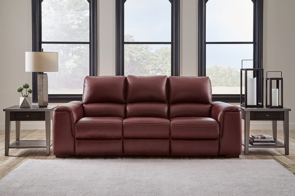 Signature Design by Ashley Alessandro Contemporary Leather Power Reclining Sofa with Adjustable Headrest, Red Signature Design by Ashley