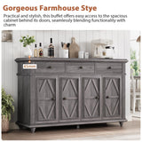 Farmhouse Buffet Cabinet with Storage, Sideboard Cabinet, Buffet Cabinet, Sideboard Buffet Cabinet with Storage, Large Wood Accent Storage Cabinet with Doors and Shelves for Entryway Living Room Jocoevol