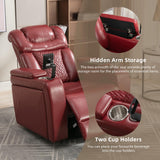 NCKMYB Mid-Century Modern Rocking Power Recliner Chair Swivel PU Leather Chair for Living Room – Cup Holder, Phone Holder, USB Port, Hidden Storage – Red NCKMYB
