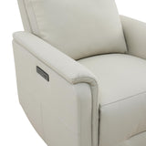 Watson & Whitely Genuine Leather Power Recliner Chairs W Power Headrest for Adults, Swivel Glider Recliner Chair W Charging Ports for Living Room, Light Grey Watson & Whitely
