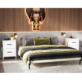 EKNKOZY Nightstand 2 Drawer Dresser, Set of 2 Vertical Side Table with Fabric Drawers and 2 Side Hooks, End Table, Bedside Table, Night Stand and Small Dresser for Bedroom, Hallway, Entryway, White EKNKOZY