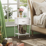 WLIVE White Nightstand, Night Stand with Fabric Storage Drawer and Open Wood Shelf, Small End Side Table, Bedside Table for Bedroom, Dorm, Easy Assembly, 25.03" Height WLIVE