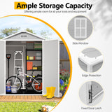 HUGROVE 6 * 4.4 FT Resin Outdoor Storage Shed Plastic Shed with Floor, Reinforced Floor for Patio Furniture, Gardening Tools, Lawn Mower, Plastic Garden Shed with Lockable Door for Backyard (Gray) HUGROVE