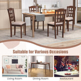 GOFLAME Wooden Dining Chairs Set of 4, Farmhouse Kitchen Side Chairs with Padded Seat & Ergonomic Backrest, Upholstered Dinnete Chairs with Rubber Wood Frame for Dining Room, Restaurant GOFLAME