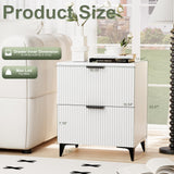 Royal Windsor Fluted Nightstand Set of 2 with 2 Drawers, Side End Table, Small Accent Storage Cabinet,Modern Night Stand Bedside Table for Bedroom,White Royal Windsor