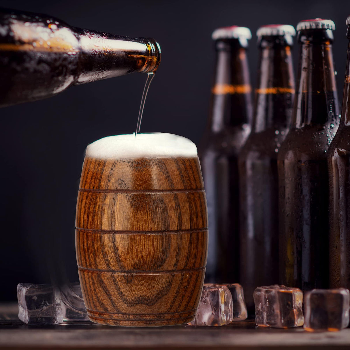 IUAQDP 2 Pieces Novelty Wood Barrel Shaped Wooden Drinking Beer Tea Cup Home Decor New Camping Cup Wood Coffee Mugs IUAQDP