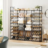 WOWLIVE 4 Row 10 Tiers Extra Large Shoe Rack 72-80 Pairs Big Tall Metal Shoe Shelf, Heavy Duty Organizer for Closet Entryway, Boot Rack Storage Stackable Stand for Garage Black WOWLIVE