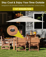 GREENVINES 7-Piece Outdoor Dining Set | HDPE | Patio Table and Chairs Sets for 6 | Patio Furniture | All Weather | Umbrella Hole | Teak | for Backyard Poolside Garden GREENVINES