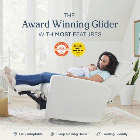 Nurture& The Glider Plus - Premium Nursery Power Recliner | Swivel Chair with Adjustable Head Support and Adjustable Lumbar Support | Built-in USB - The Ultimate Comfort for Nursing, Relaxing (Ivory) Nurture&