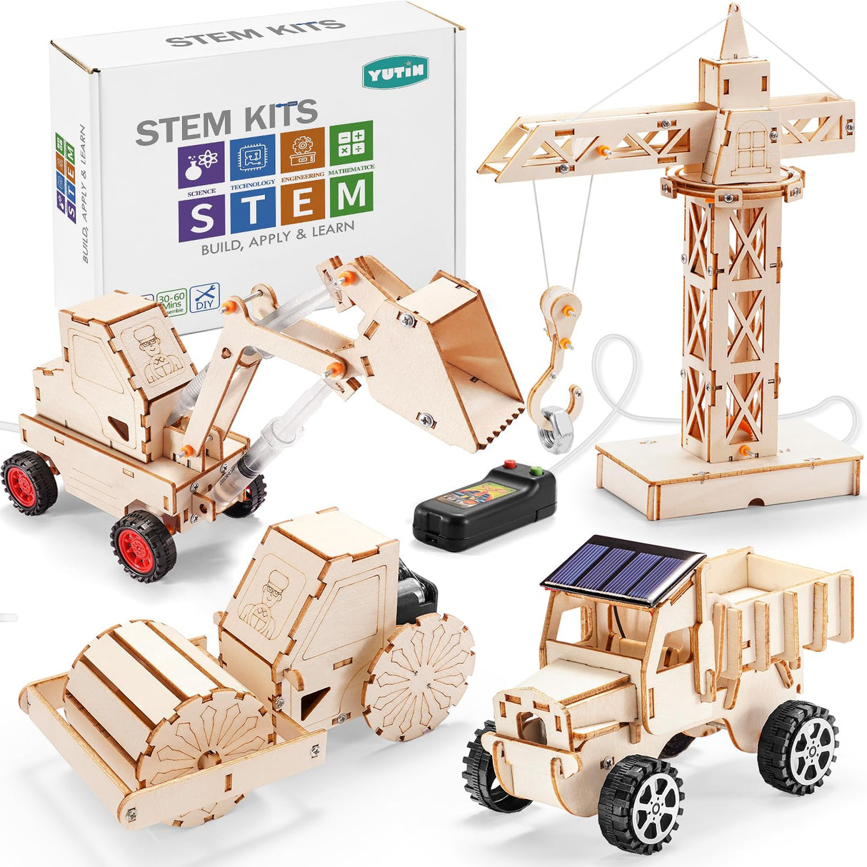 STEM Kits for Kids Ages 8-10 10-12, Wood Building Crafts Kit for Boys 8-12, Model Car Kit, 3D Wooden Puzzles Woodworking Science Projects, Construction Engineering STEM Toys for 8 10 13 12 14 Year Old Yutin