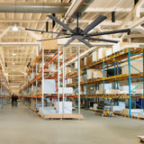 LEDLUX 72" Ceiling Fan No Light, Reversible DC Motor, 6 Speed Remote Control, Industrial 9 Aluminum Blades with 3 Downrods for Home or Commercial, Living Room/Warehouse Black LEDLUX