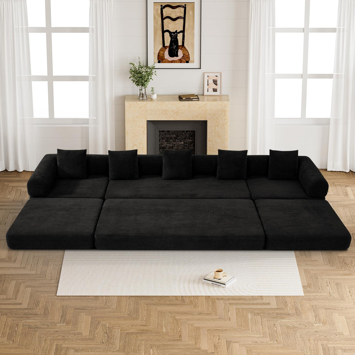 DAMAIFROM Modular Sectional Loveseat Sofa Cloud Boneless Couch, Modern Sleeper Sofa for Customizable Living Spaces, Cozy Modular Couch for Indoor Room, No Assembly Required, Black DAMAIFROM