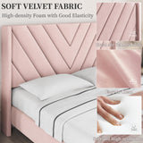 Yaheetech Queen Bed Frame Upholstered Platform Bed with Wing Side/Wooden Slat Support/Tufted Headboard with Wing Side/Mattress Foundation/No Box Spring Needed,Pink Queen Bed Yaheetech