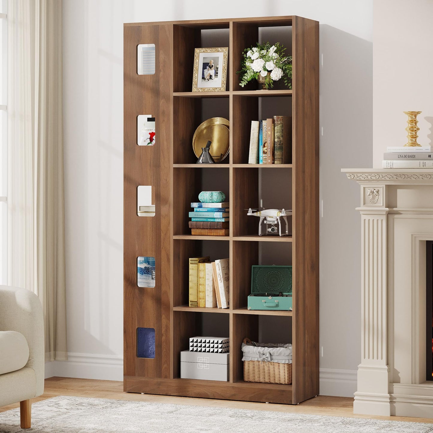 Tribesigns 15-Cube Versatile Wood Bookcase – Stylish 5-Tier Freestanding Storage Shelf in Brown - WoodArtSupply