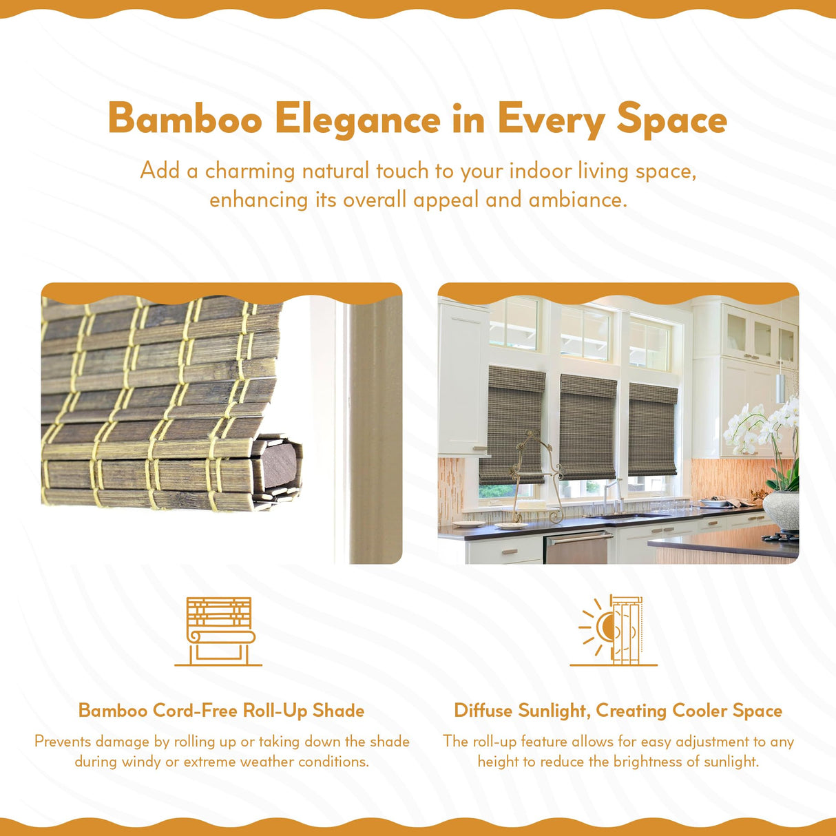 Radiance Cordless Bamboo Roman Shades for Windows - Flatweave Bamboo Blinds for Reduce Bright Light - Easy to Lift & Fold Up Window Shades - Driftwood - 27 in. W x 48 in. L - (02208849E) Radiance