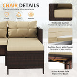 Shintenchi Outdoor Patio Furniture Sets, Wicker Patio sectional Sets 3-Piece, All Weather Wicker Rattan Patio Seating Sofas with Glass Coffee Table and Cushion (Beige) Shintenchi