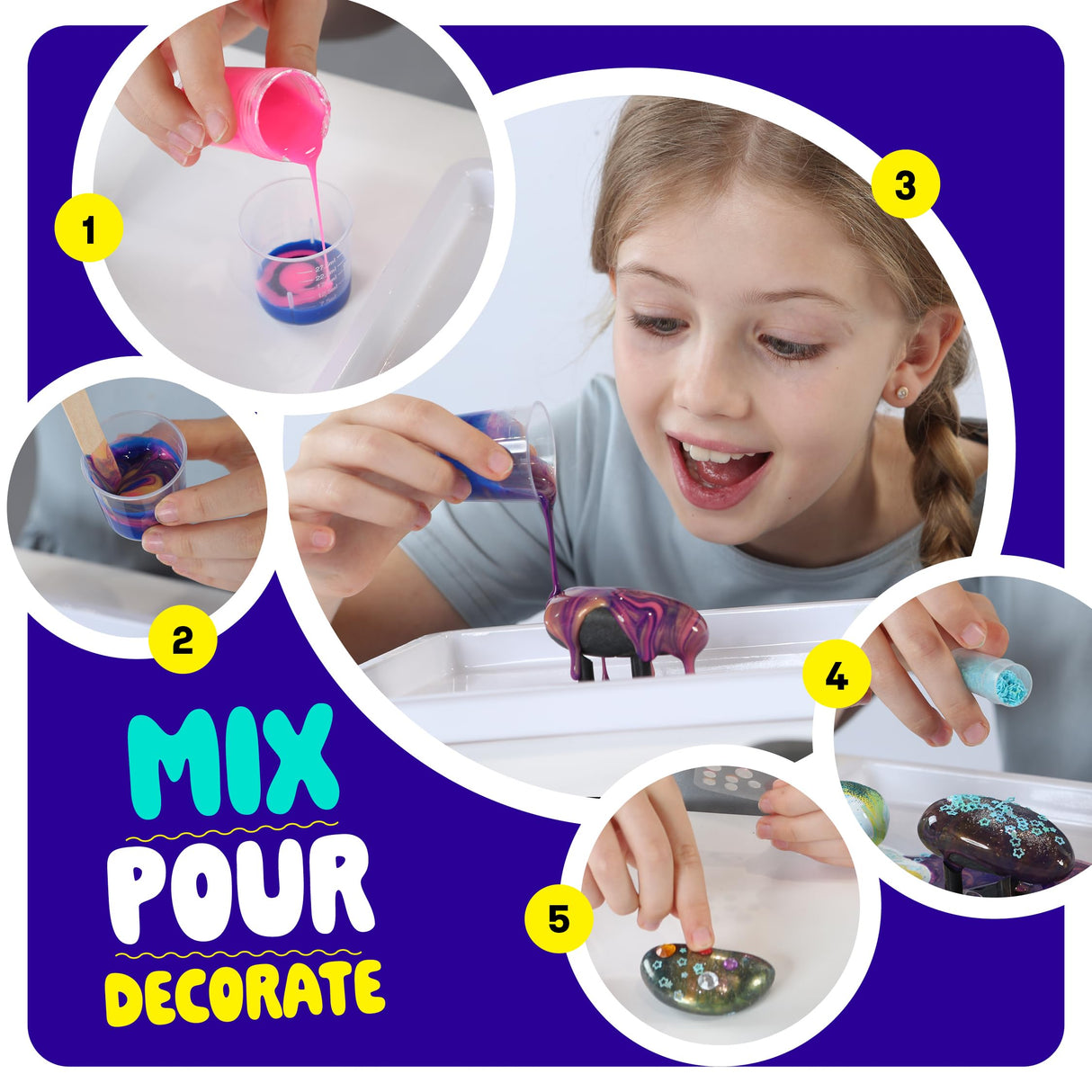 Paint Pouring Rocks for Kids - Rock Painting Kit - Arts and Crafts for Kids Ages 8-12 - Craft for Girls 4 5 6 7 8 Year Old Girl - Birthday Christmas Gifts for Boys - Art Kit - Toys for Ages 5-7 Dan&Darci