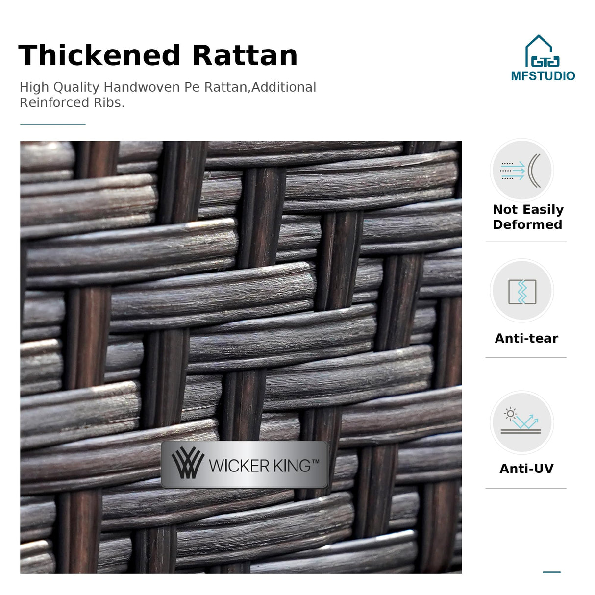 MFSTUDIO Patio Furniture Set, 6 Seats Half-Moon Curved Outdoor Sectional Sofa Conversation Set, Woven Rattan Patio Couch for Backyard, Garden, Deck MFSTUDIO