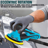 Autolock Electric Random Orbital Sander, 350W brushless motor with 5&6-inch pads, 4000-10000RPM Electric Palm Sander for Woodworking, Sanding and Polishing (Blue) Autolock