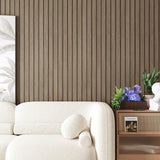 CRE8TIVE 12"x354" Wooded Slats Wood Contact Paper Brown Wood Wallpaper Peel and Stick Countertops Waterproof Wood Stripe Wall Panel Self Adhesive Wood Grain Contact Paper for Bedroom Farmhouse Walls CRE8TIVE