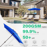 JEAREY 6.6 FT x 10 FT 2-Tiers Rectangular Patio Umbrellas Outdoor Large Market Umbrella With Push Button Tilt and Crank Lift System 6 Sturdy Ribs UV Protection Waterproof Sunproof, Royal Blue JEAREY