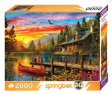 Springbok's Cabin Evening Sunset 2000 Piece Puzzle for Adults Featuring a Serene Illustration of a Cabin Getaway at Sunset Springbok
